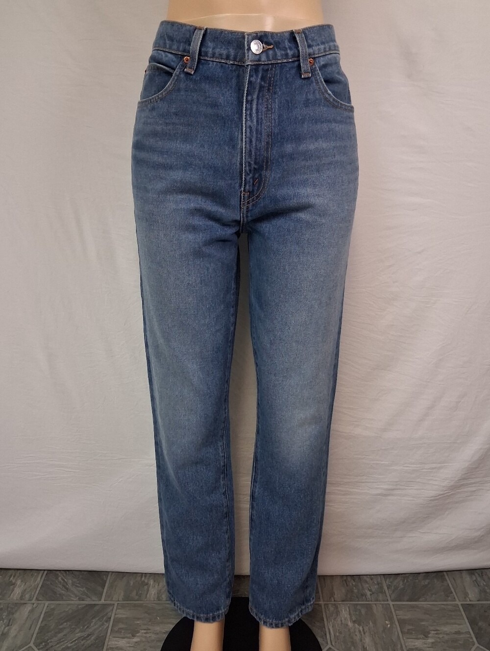 Re/Done Women 's Straight-Leg Denim Jeans in Medium Blue Size 30